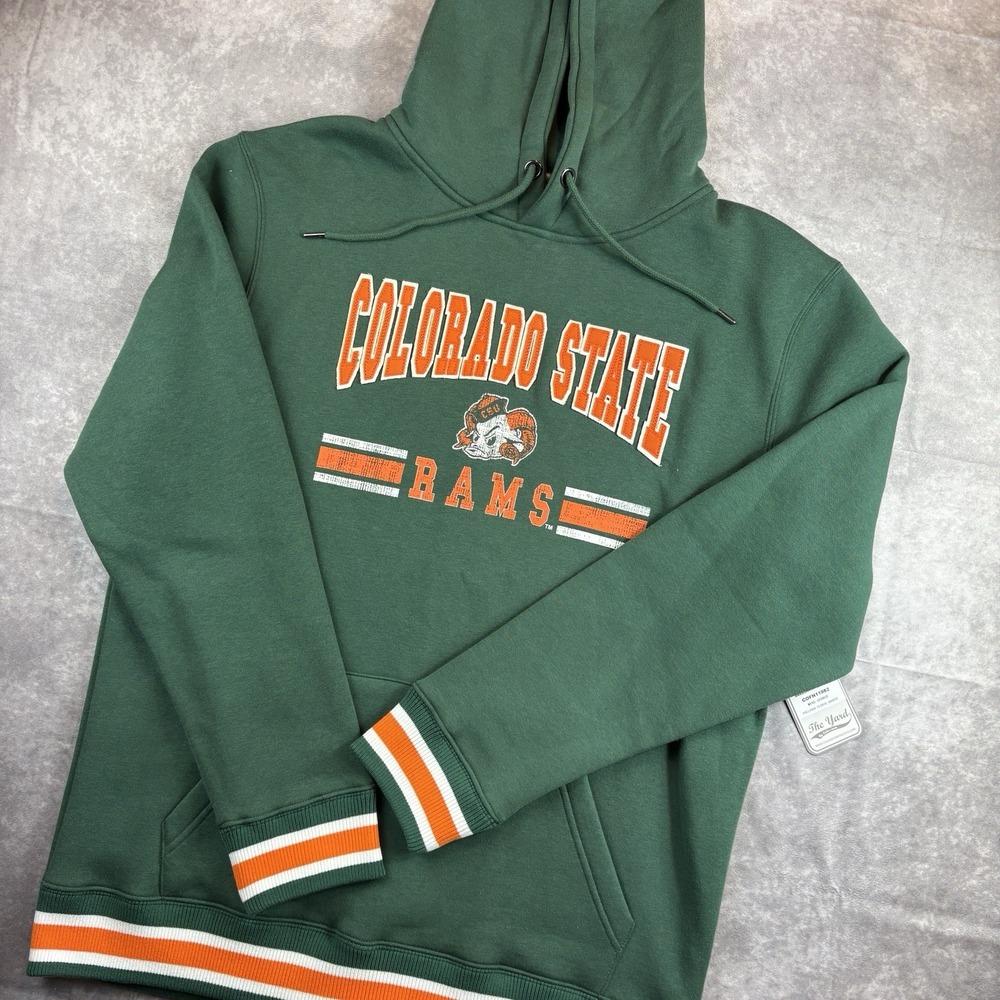 Colorado State Rams Sweatshirt Mens L Green‎ The Yard Hooded CSU Rare Sample NEW